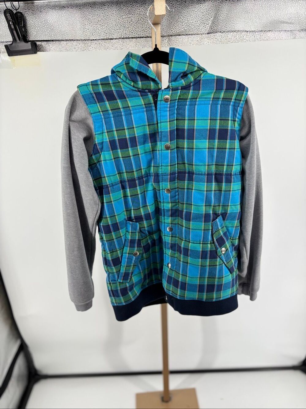Burton Double Down Fleece Boys Plaid Jacket XL Hoodie